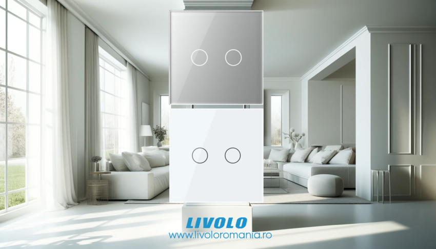 living cu 2 intrerupatoare touch livolo in prim plan