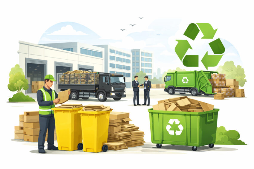 reciclarea deseurilor din hartie si carton, reciclare carton, colectare hartie carton, deseuri carton, gestionare ambalaje, reciclare hartie, eficienta operationala, organizare spatiu